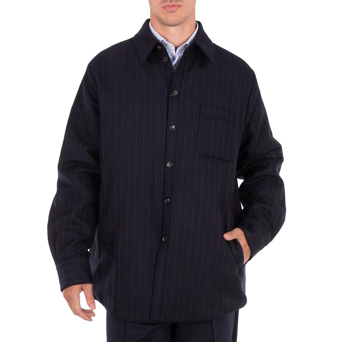 Рубашка оверсайз Oversized Striped Shirt Emporio Armani, Blu Navy