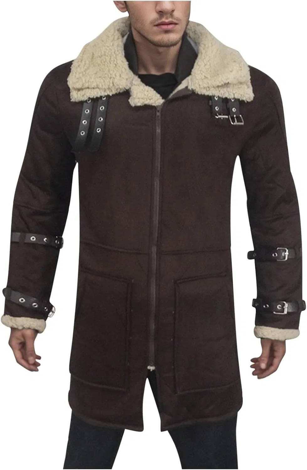 Мужская куртка-пуховик с флисовой подкладкой, модель Winter Jackets, кофейный — фото 2