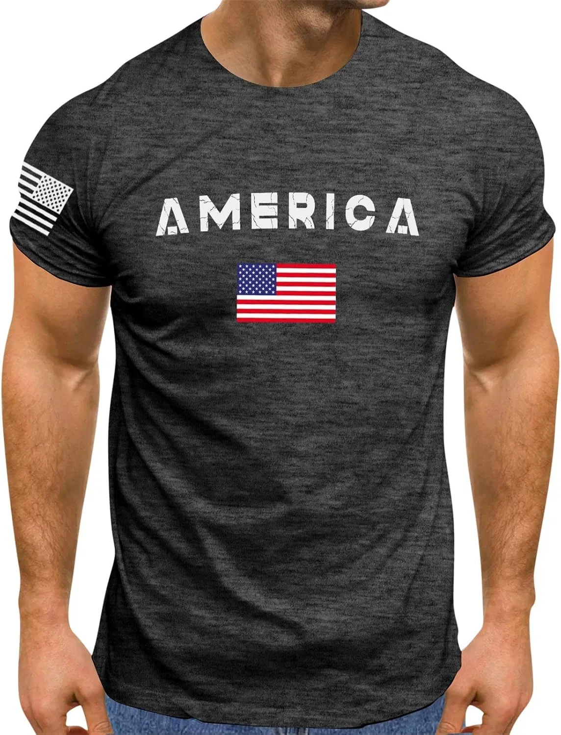 Мужская футболка с американским флагом 1776 Dark Gray