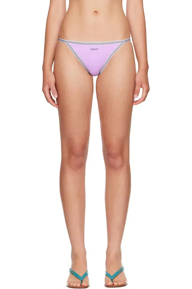 Фиолетовые плавки  бикини с вышитым логипом Versace
