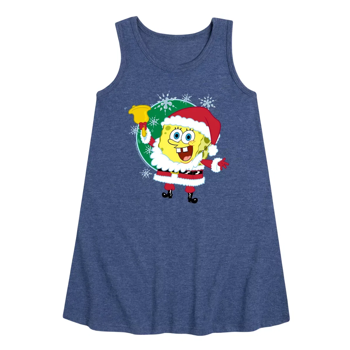 Детское платье-трапеция для девочек без рукавов Santa Spongebob SpongeBob SquarePants, Heather Navy