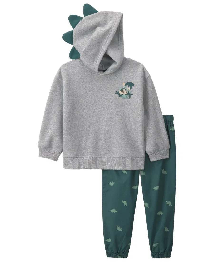Комплект из свитшота с капюшоном и брюк, с динозаврами Carter's, Gray/Green
