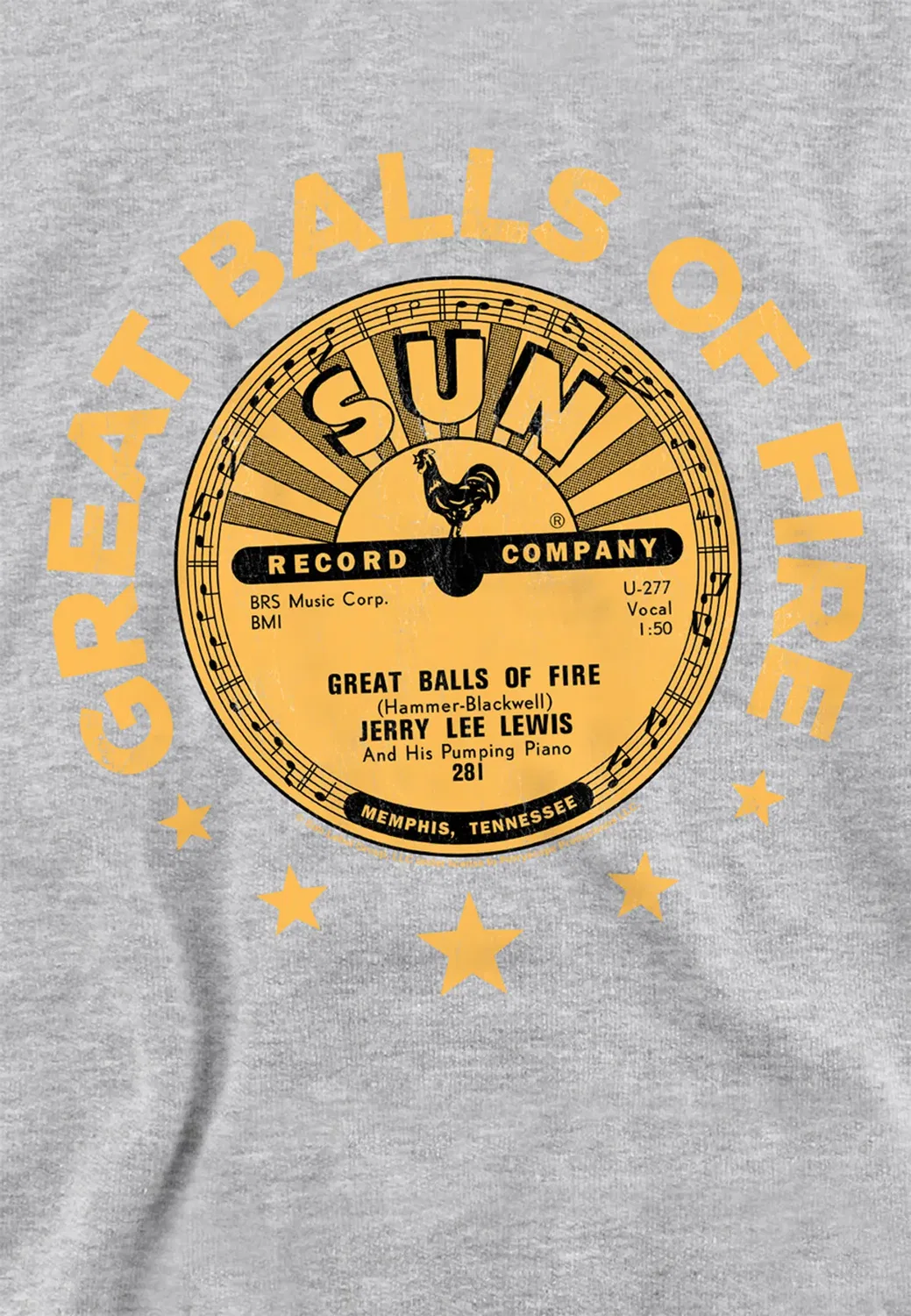 Детский худи с принтом Great Balls of Fire Sun Records, Athletic Heather — фото 2
