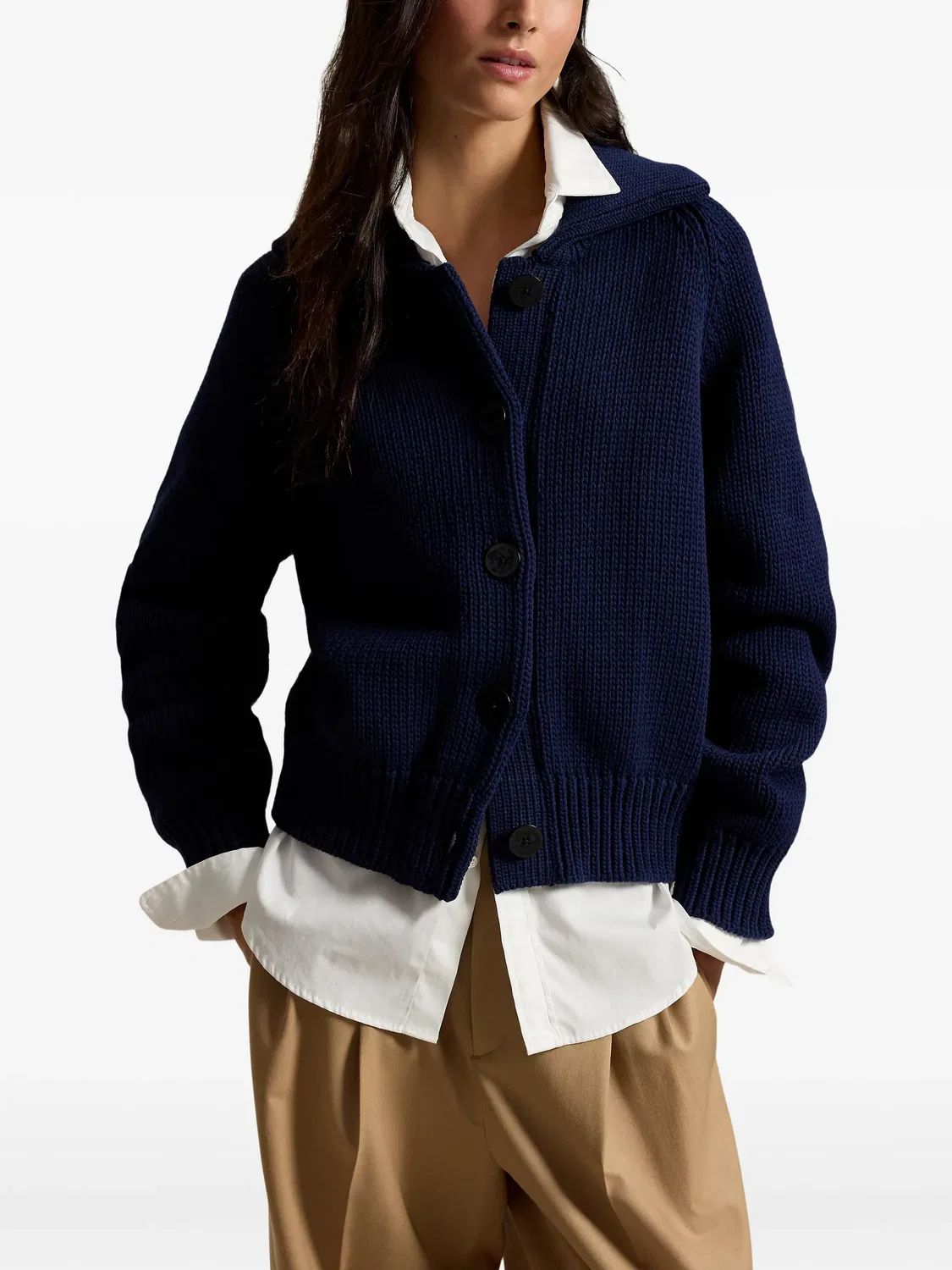 Кардиган на пуговицах с отложным воротником Polo Ralph Lauren, синий — фото 3