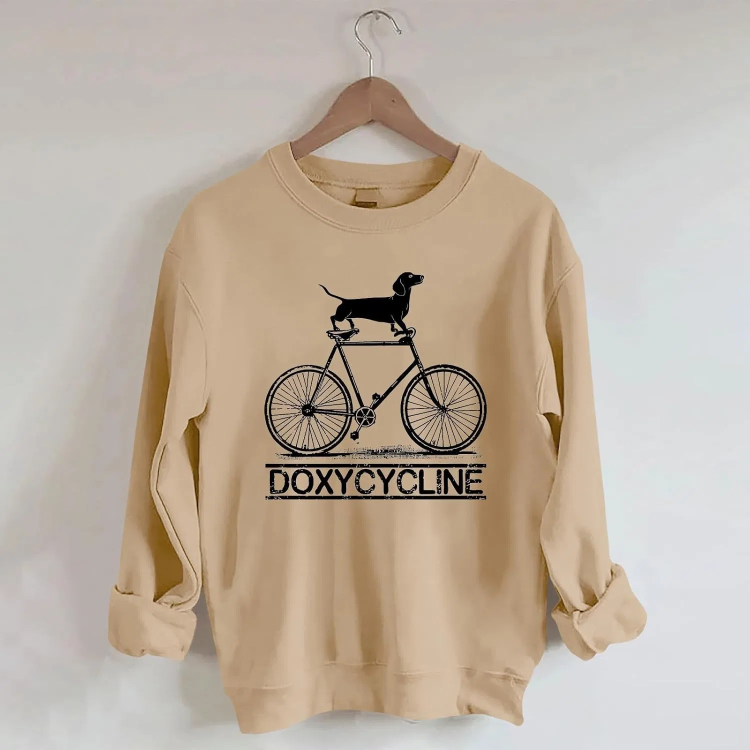 Женское худи с капюшоном и молнией, модель Doxycycline Dachshund, хаки — фото 3