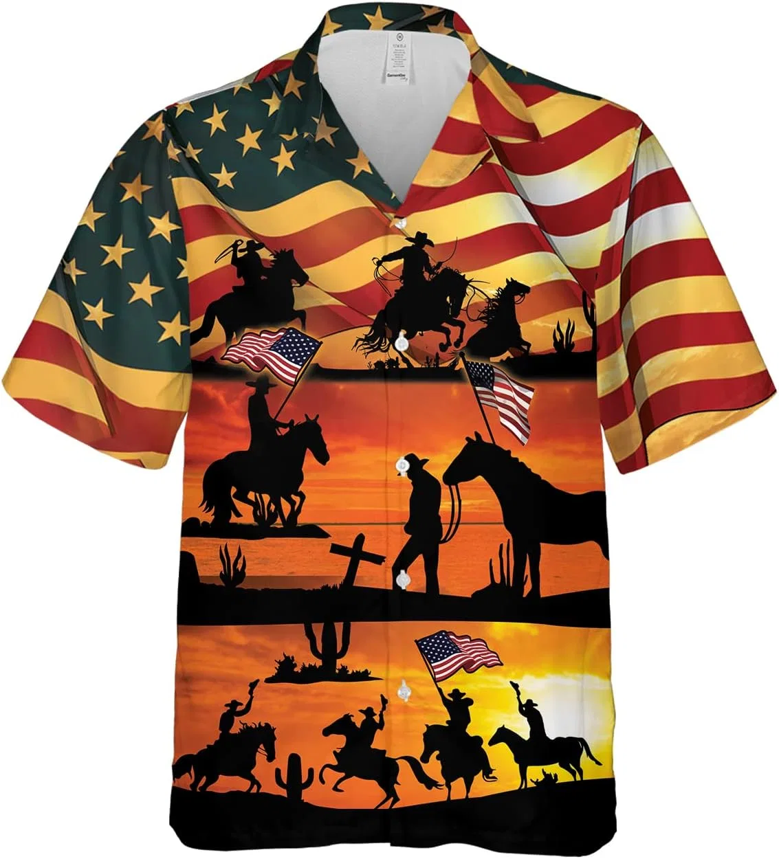 Мужская рубашка с коротким рукавом, с принтом, Cowboy Hawaiian Shirt, Cowboy_09