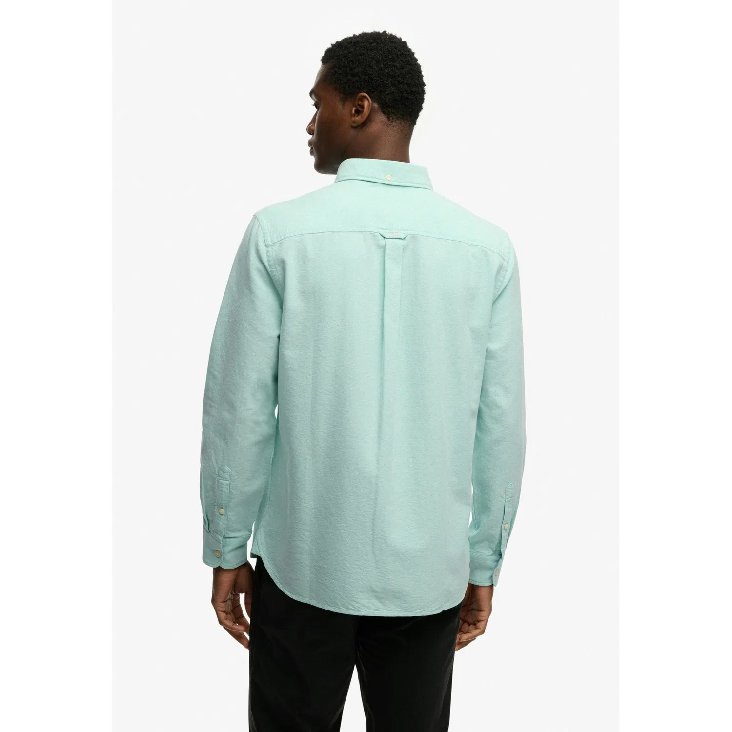 Мужская рубашка с длинным рукавом из хлопка PREPPY OXFORD L/S рубашка Superdry, Spearmint Light Green Chambray — фото 3