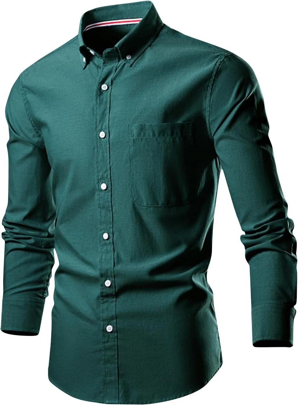 Мужская рубашка с длинным рукавом, Slim Fit, зелёный