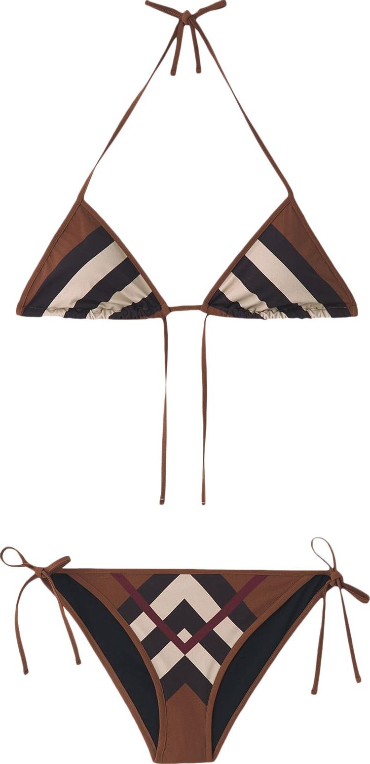 Бикини Burberry Chevron Check Stretch Triangle Bikini 'Dark Birch Brown', коричневый - фото