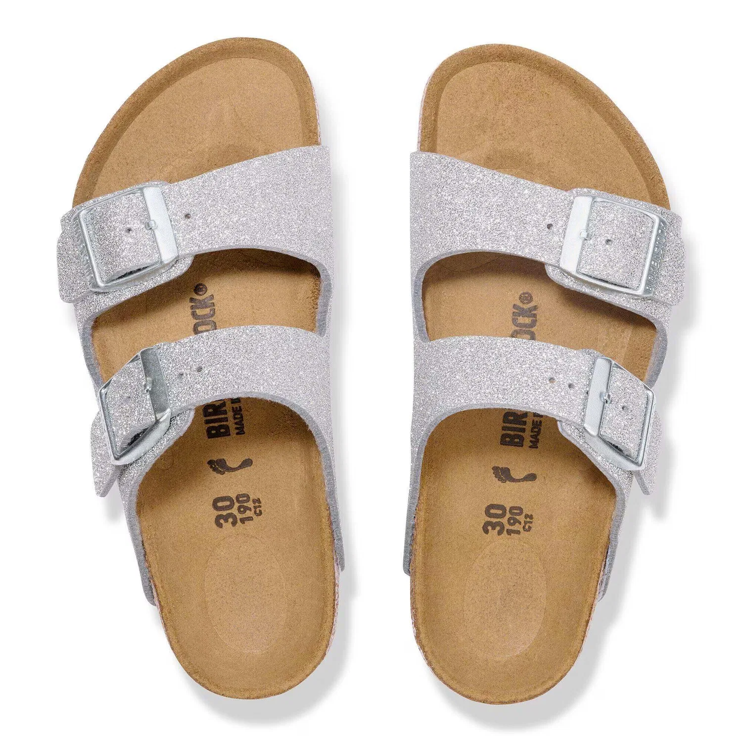 Детские сандалии с блестками Arizona Birkenstock, Silver — фото 4