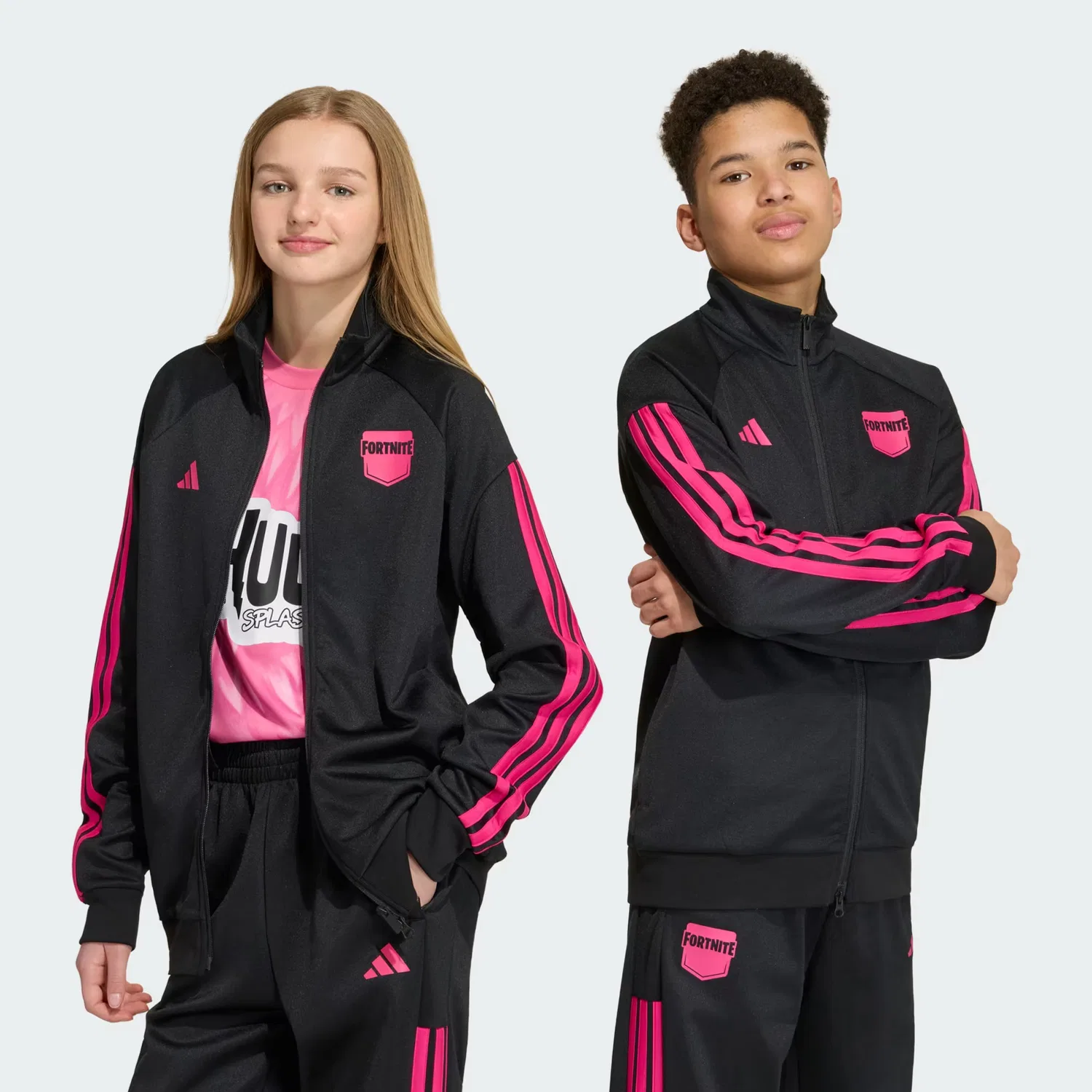 Детская спортивная куртка на молнии ADIDAS x FORTNITE Adidas Sportswear, черный/фуксия
