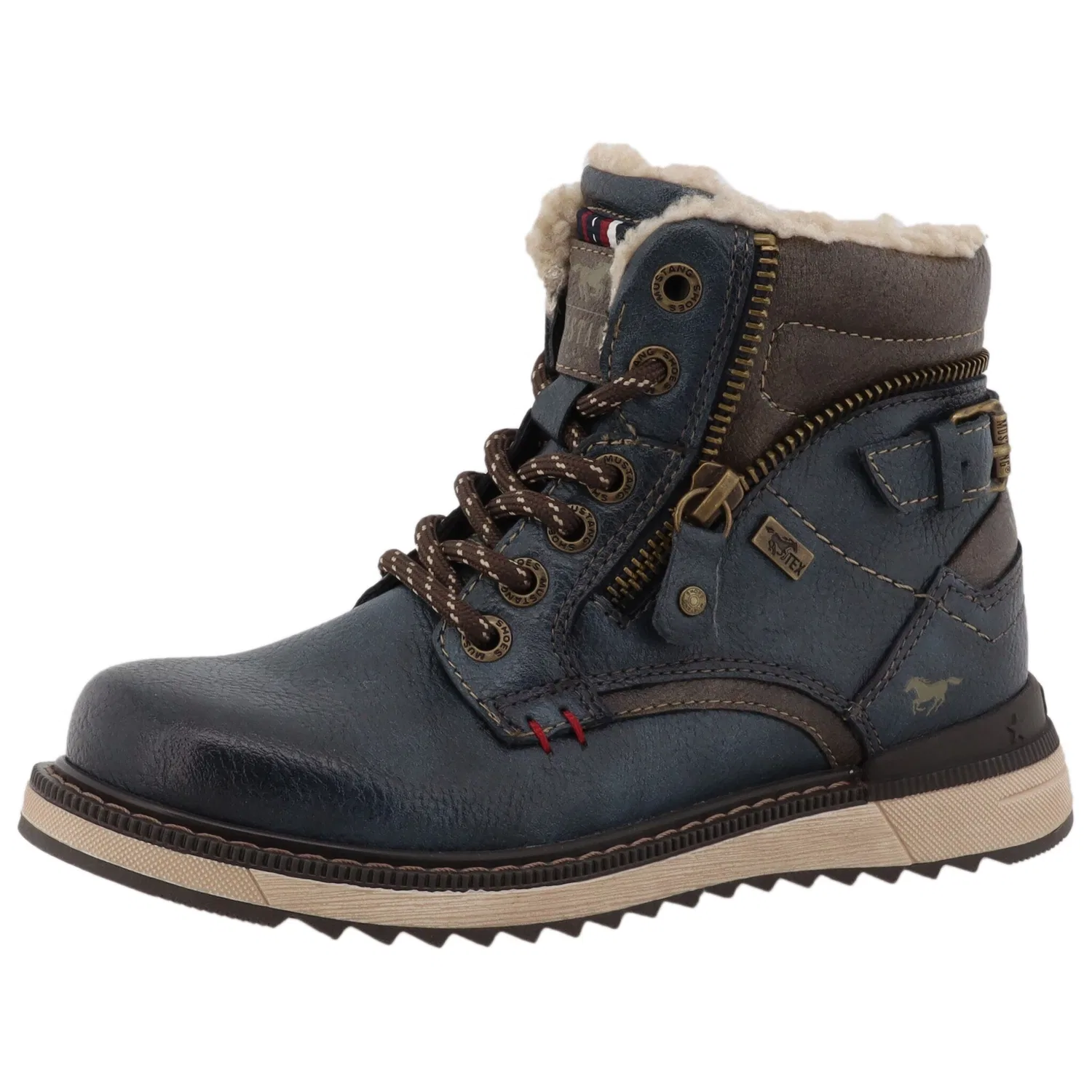 Детские зимние ботинки на шнуровке с мембраной Mustang Shoes, Navy