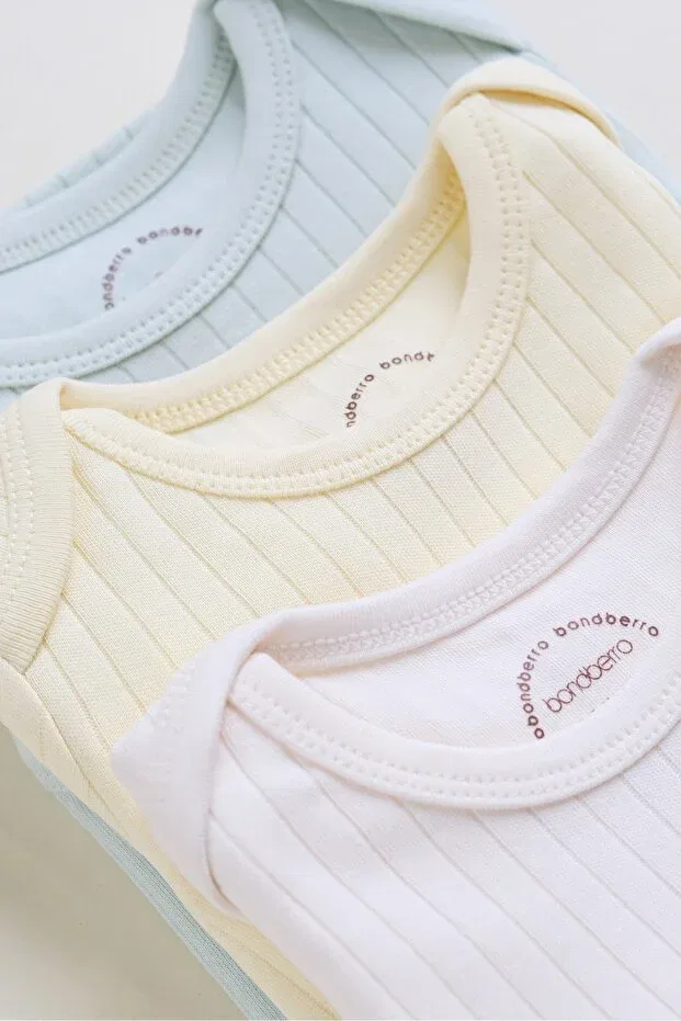 Детское боди-комбинезон без рукавов набор из 3 штук Bondberro, Yellow / Mint / Cream — фото 3