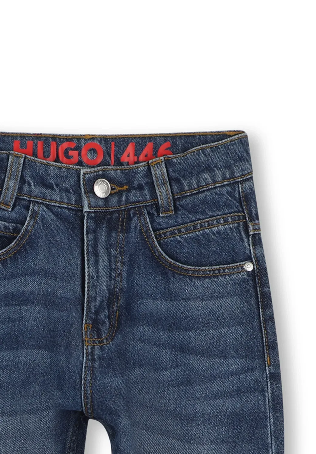 Джинсы Pantalon из денима для детей и подростков - прямые джинсы Hugo Kids, Double Stone + Brush — фото 3