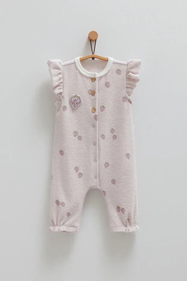 Детский комбинезон для девочек хлопковый Strawberry Towel Romper Caramell, Lilac