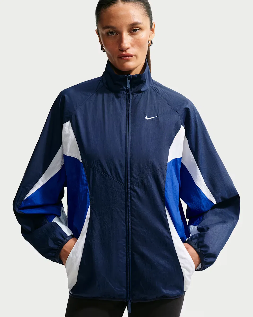 Женская спортивная куртка оверсайз Nike Sportswear, Midnight Navy/Old Royal/White/White