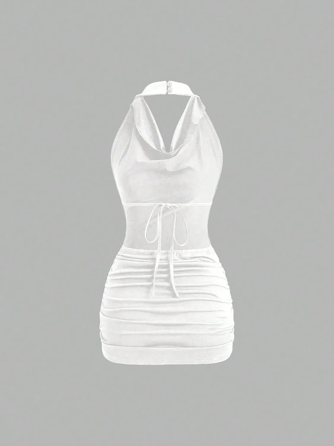 Женское облегающее мини-платье с открытой спиной Bodycon, White — фото 3