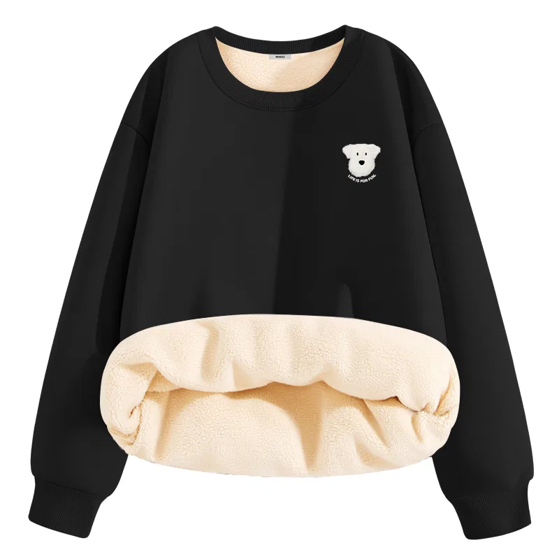 Детский свитшот с принтом Ma Pin Puppy Chest Logo MINISO, Soft Sherpa Khaki — фото 3