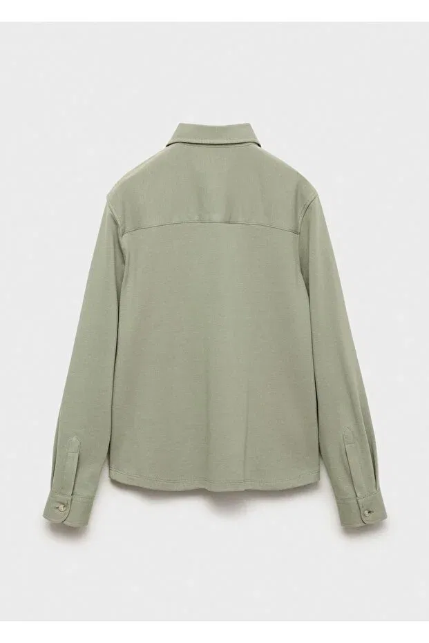 Детская рубашка для мальчиков хлопковая Mango Kids, Green — фото 3