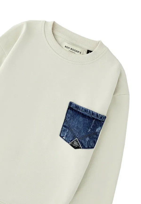Свитшот хлопковый Sweatshirt Roy Rogers, beige, бежевый — фото 3