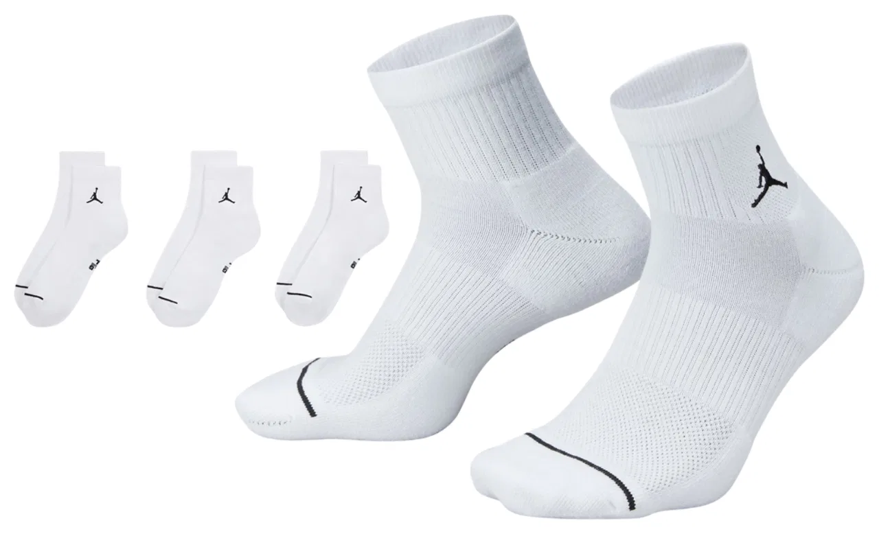 Носки мужские повседневные Every Day Cushioned Ankle 3 Pack Jordan, черный/белый