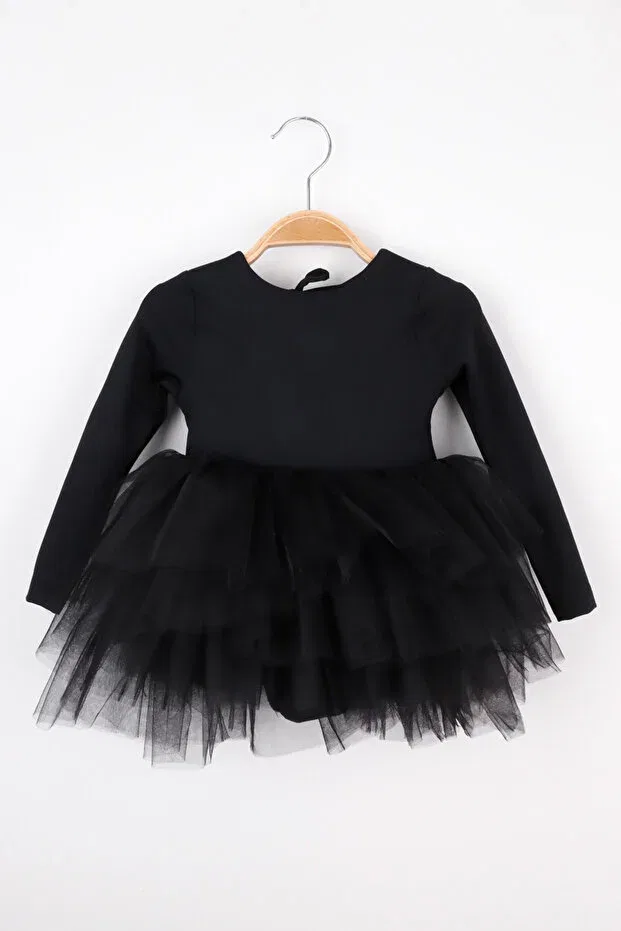 Детское платье для девочек с длинным рукавом Miranda Le Mabelle, Black — фото 2