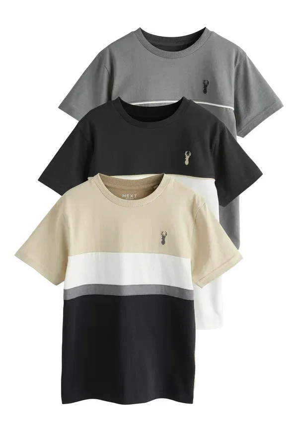 Футболка хлопковая Regular fit short sleeve 3 pack Next, Grey, Cement, черный/серый