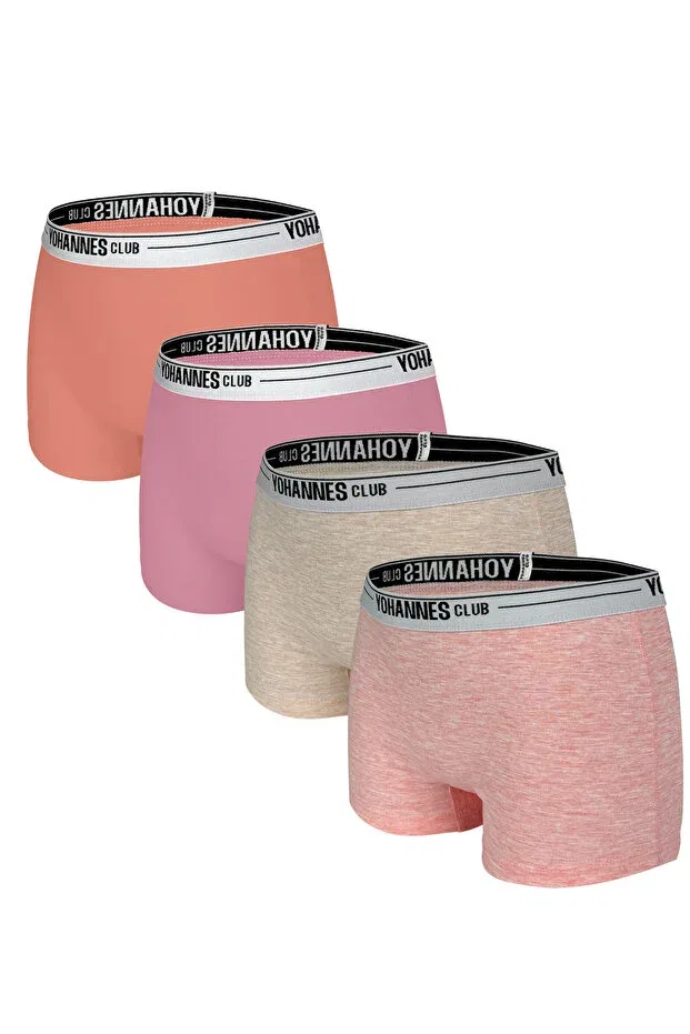 Детские шорты для мальчиков хлопковые комплект 4 шт Yohannes Club, Salmon-Powder-Brown Melange-Pink Melange