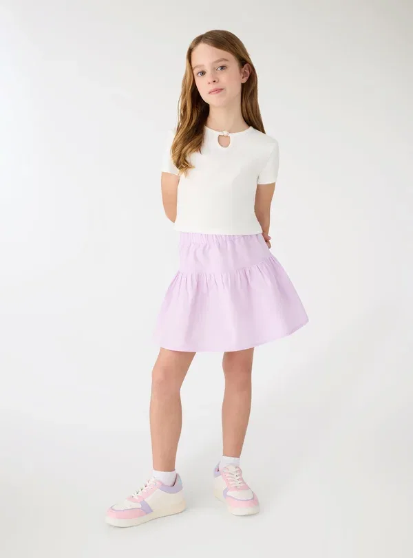 Юбка хлопковая A-line skirt Terranova, Lilla, сиреневый