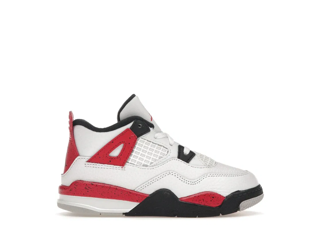 Детские кроссовки с ретро-дизайном Jordan 4 Retro Jordan, White/Fire Red/Black/Neutral Grey