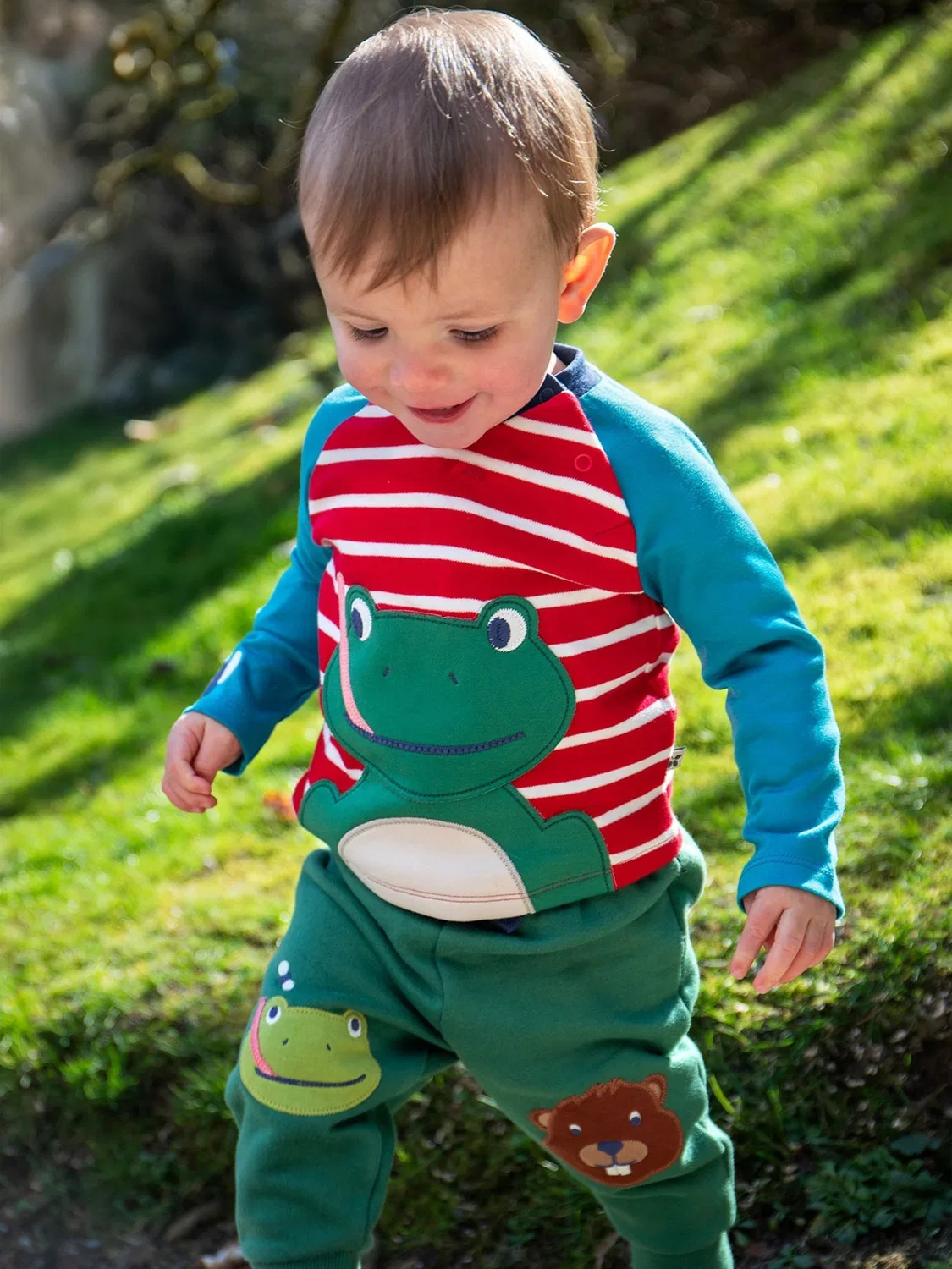 Джоггеры с наколенниками Frugi, зеленый — фото 4