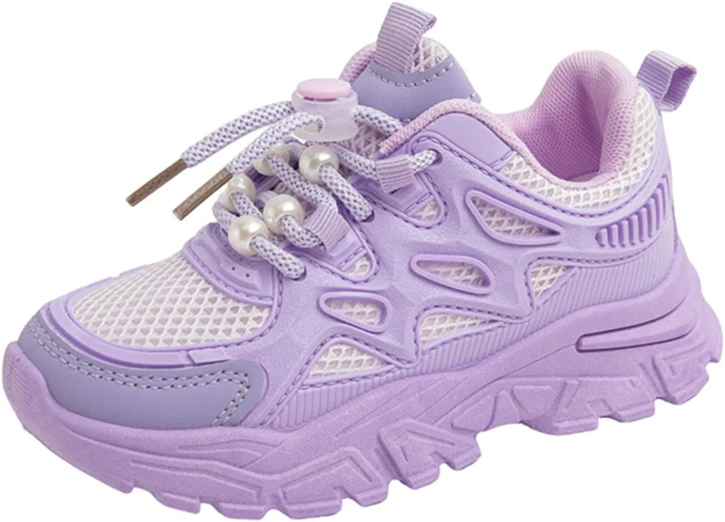 Детские кроссовки для девочек с шнуровкой, из сетки, Purple