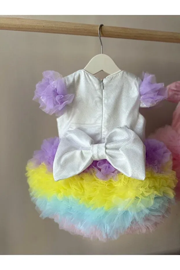 Детский комплект для девочек с пайетками Glitter baby girl dress with fluffy tutu skirt Myluni, Colored
