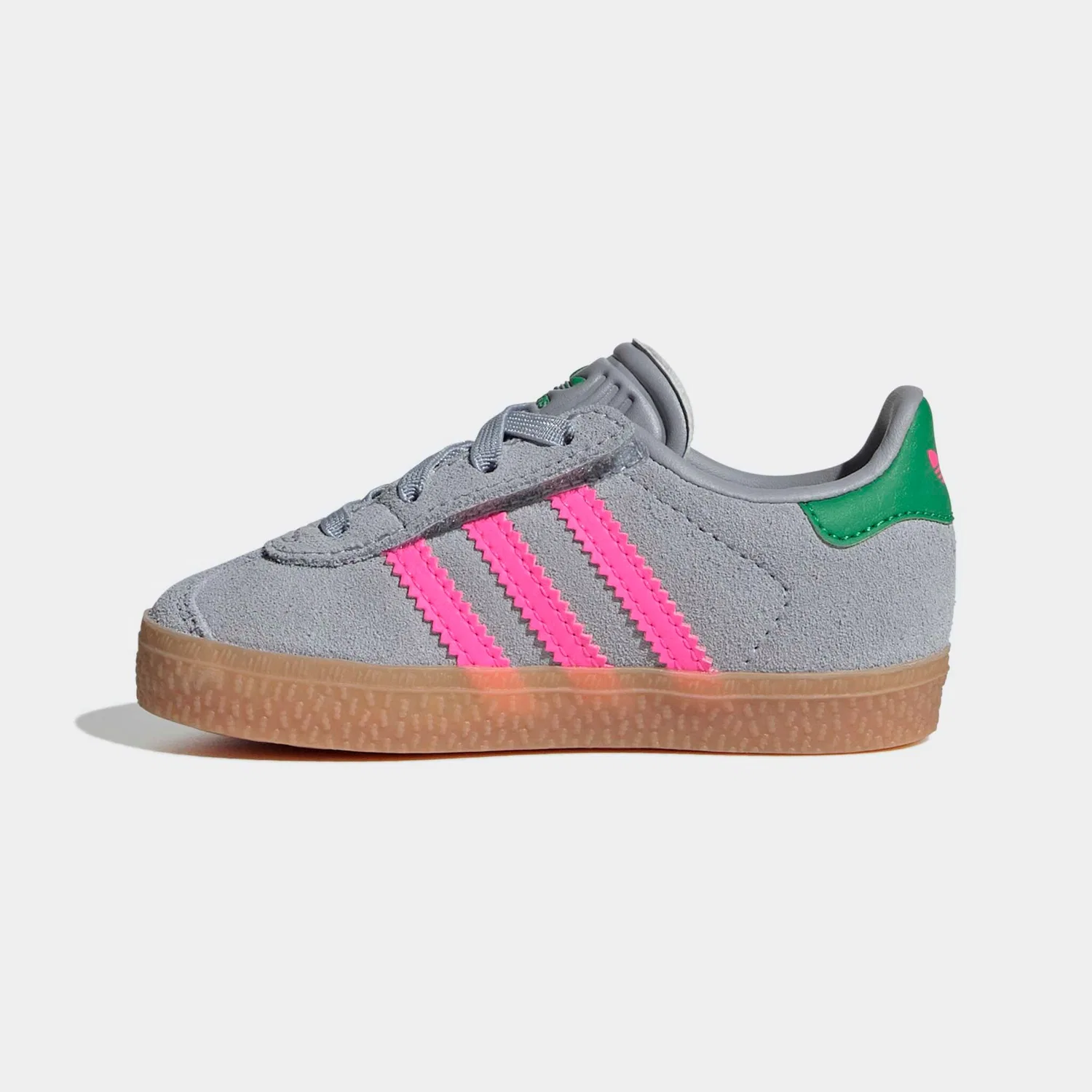 Детские кроссовки классические Gazelle Adidas Originals, Halo Silver/Lucid Pink/Green — фото 3