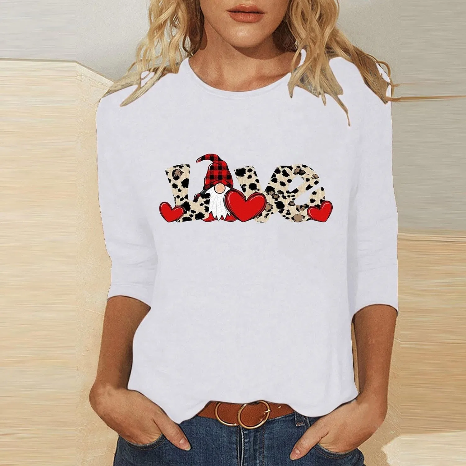 Женская футболка с принтом, Valentine's Day Shirt, белый — фото 2