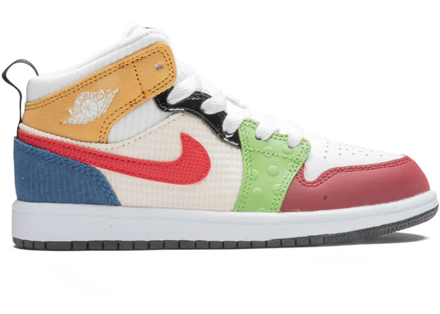 Детские кроссовки Lifestyle Jordan 1 Mid SE Messy Room Jordan, White/Black/Pearl White/Gym Red