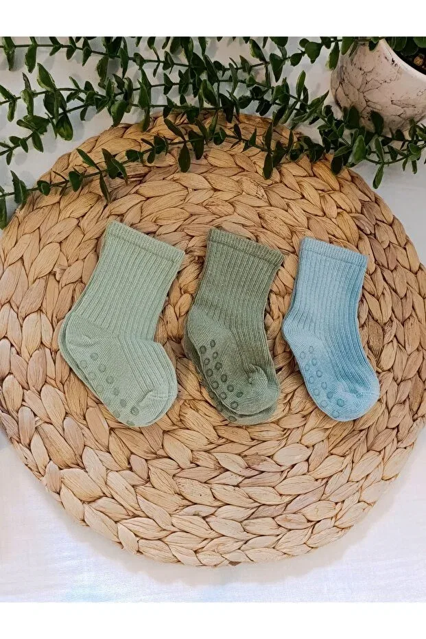 Детские носки для новорожденных хлопковые набор 3 шт Pure Baby Natura, Multicolor