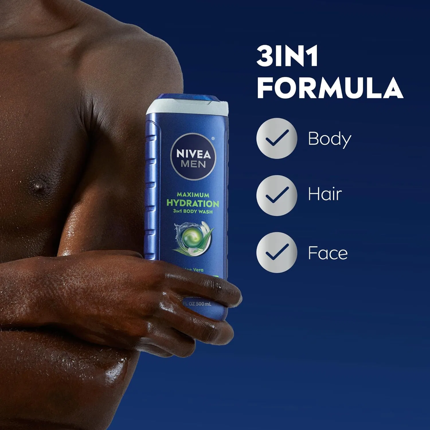 Гель для душа 3-в-1 увлажняющий с алоэ вера NIVEA MEN, набор 3 шт, 1499.38 мл — фото 3