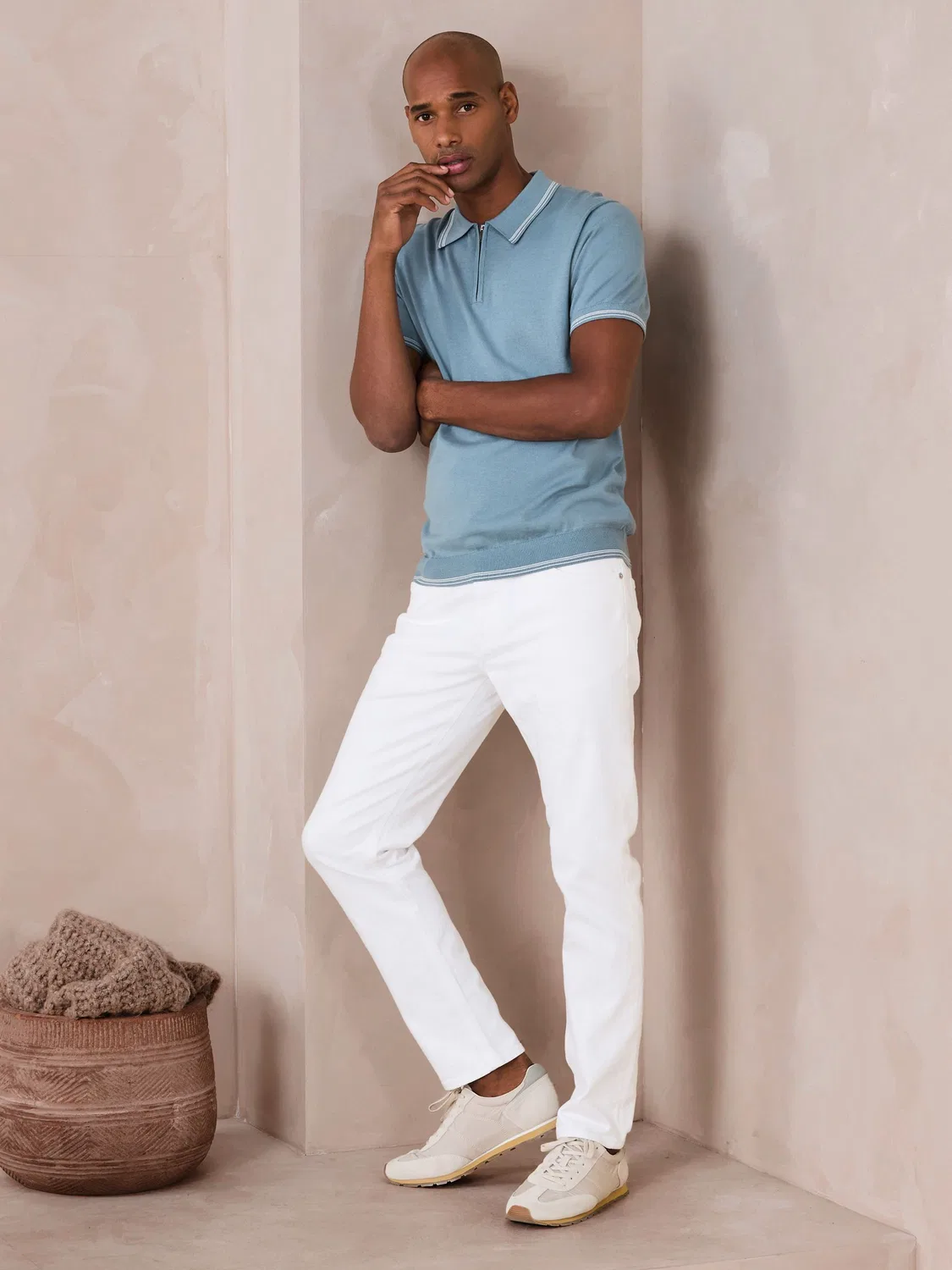 Поло Next N. Premium с четвертной молнией, Slim Fit, светло-голубое — фото 2