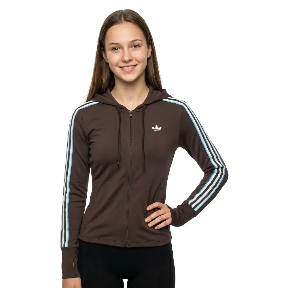 Худи на молнии Adidas Originals, коричневый — фото 2