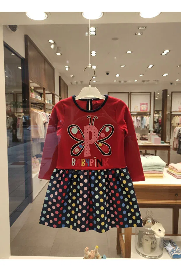Детское платье для девочек с принтом Polka dot girl dress Esmababykids, Red — фото 3