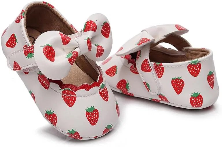 Детские туфли Мэри Джейн для девочек с бантом Clowora, Strawberry — фото 3