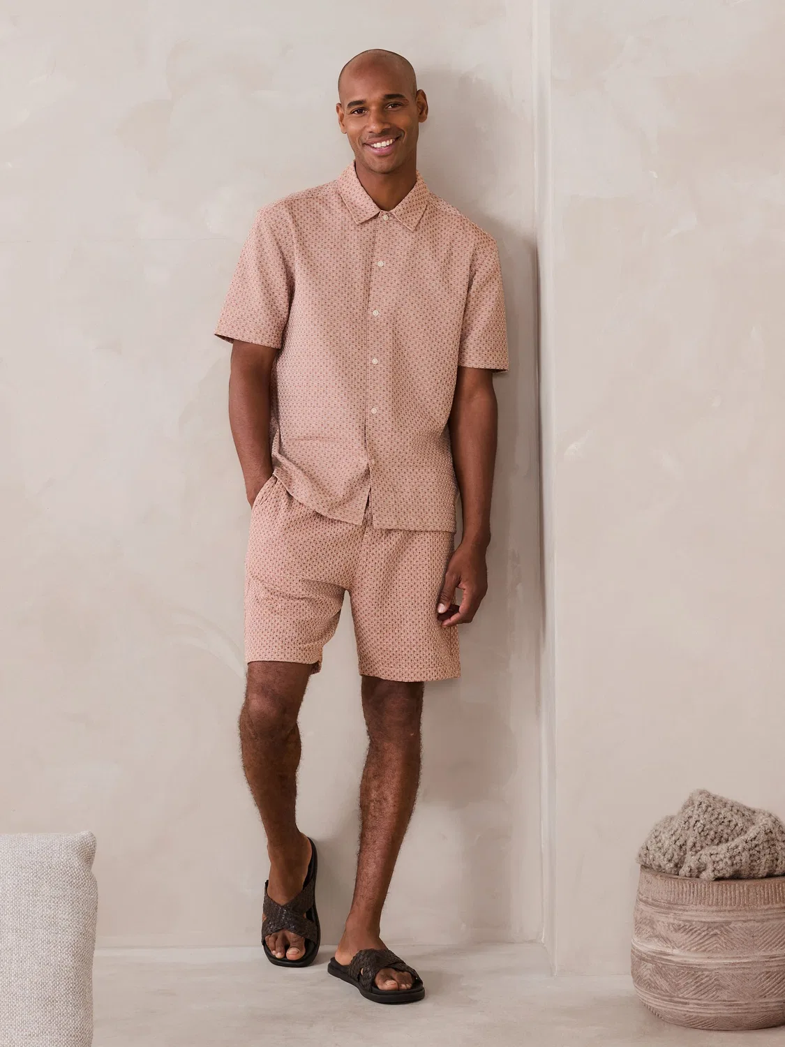 Рубашка с коротким рукавом, вафельная текстура, Orange Textured Waffle Short Sleeve Shirt Next, оранжевый — фото 2