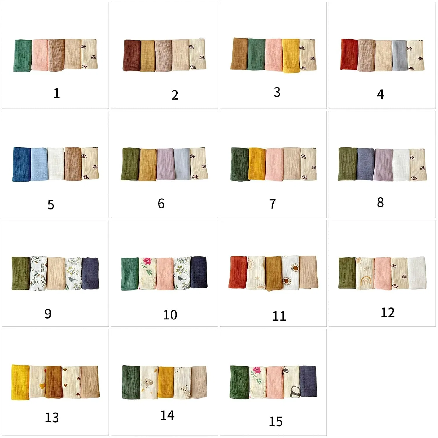 Набор детских салфеток из хлопка 25x25 см, Gissroys, Set 2 — фото 4