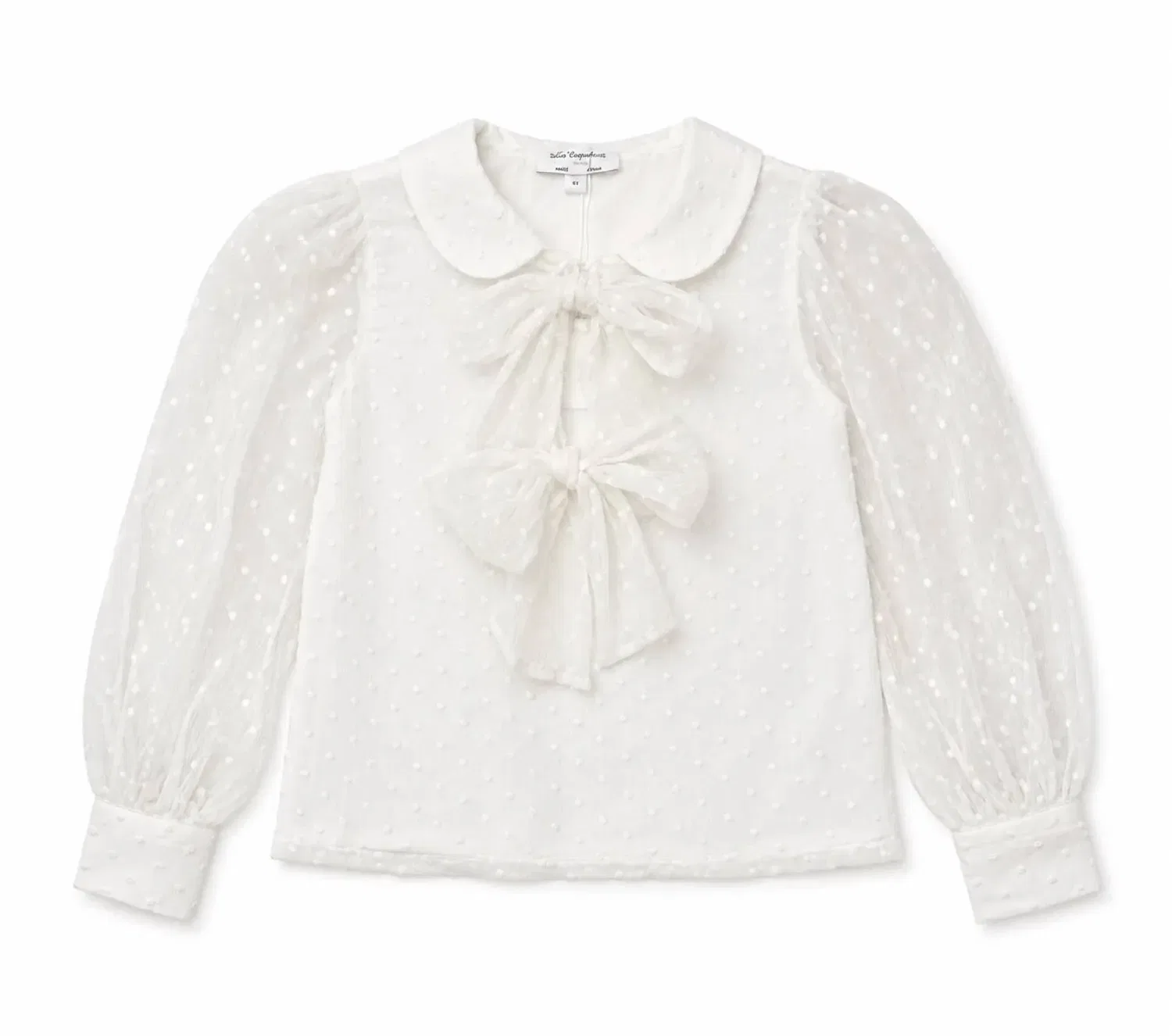 Детская блузка с длинным рукавом из шифона White Swiss Dot Hucklebones London, White Swiss Dot