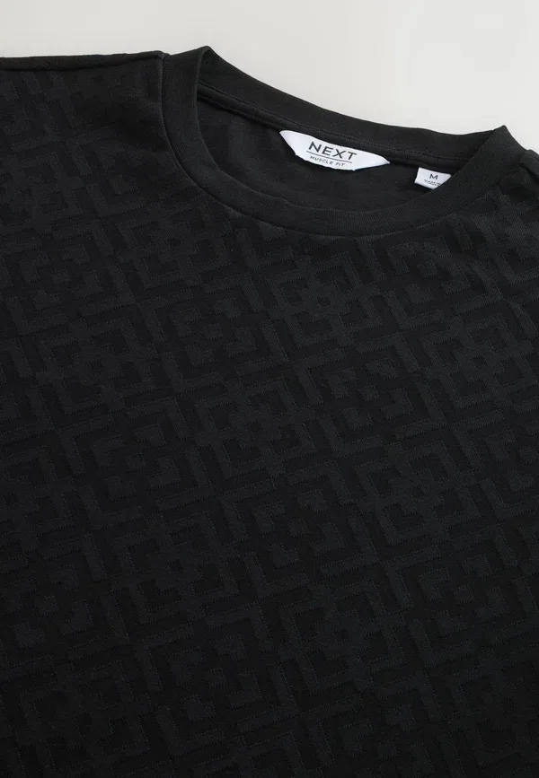 Футболка хлопковая Smart Textured T-shirt Next Muscle Fit, черный — фото 2