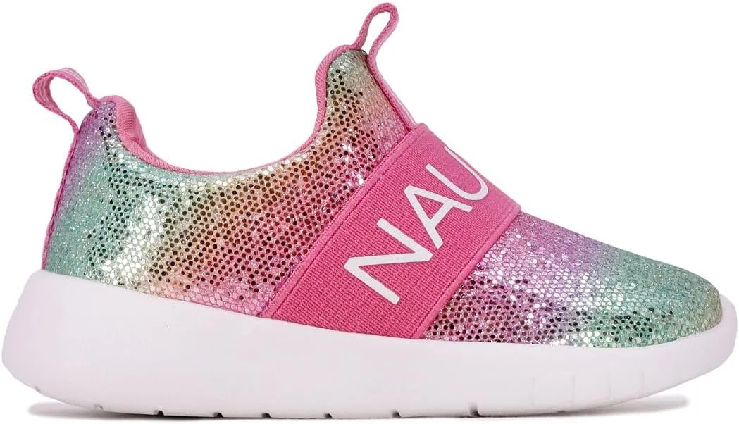 Детские кроссовки для девочек с принтом Nautica, Dark Rainbow Holograph — фото 2