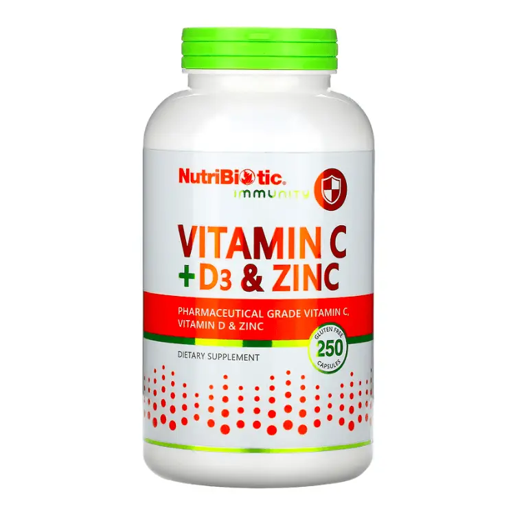 

Витамин C с цинком и D3 NutriBiotic, 250 капсул