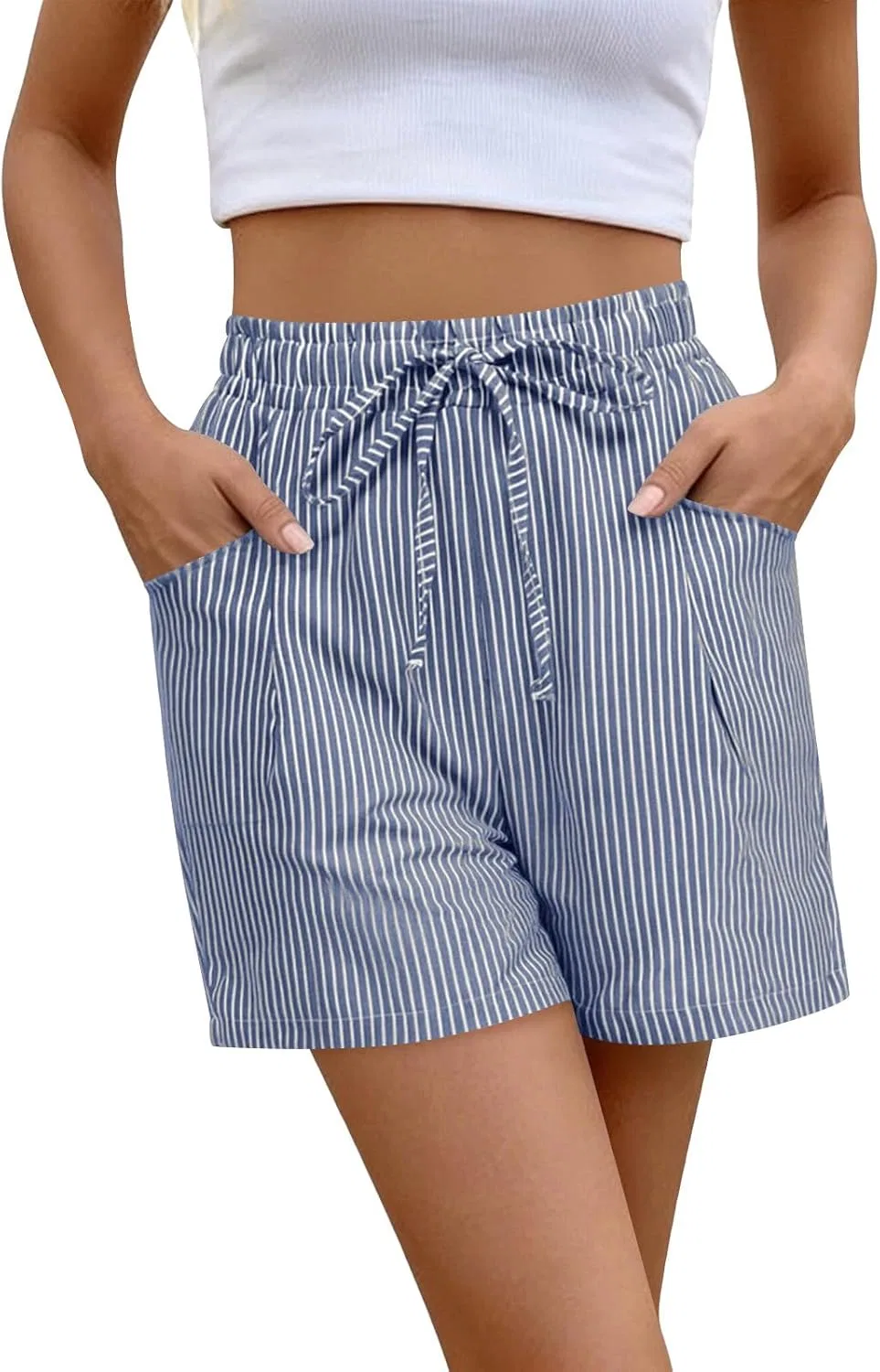 Женские шорты для пляжа с завязками на талии Generic, Blue — фото 2