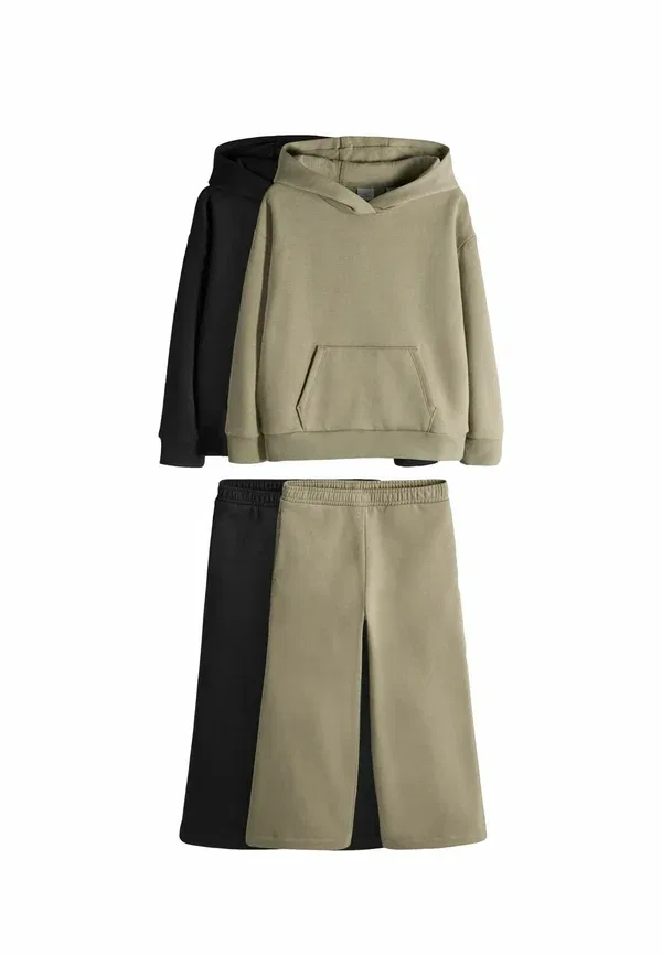 Комплект спортивный из худи и брюк Regular Fit The Set Khaki, черный/хаки